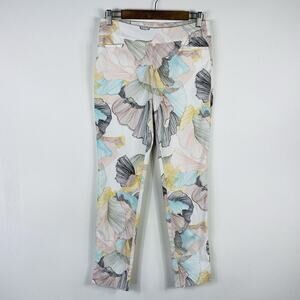 Chico's Size Small 4 0 Flowing Petals So Slimming Brigitte Pull On Ankle Pants